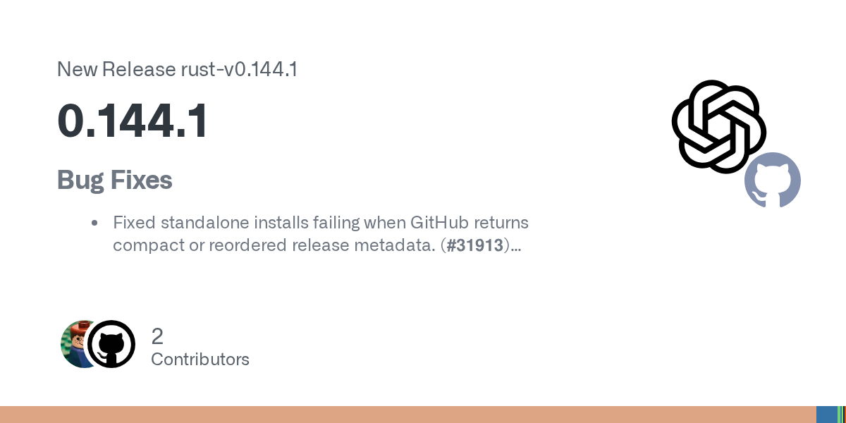 🚀 انتشار نسخه 0.144.1: رفع باگ‌های کلیدی در نصب‌کننده و Code-Mode